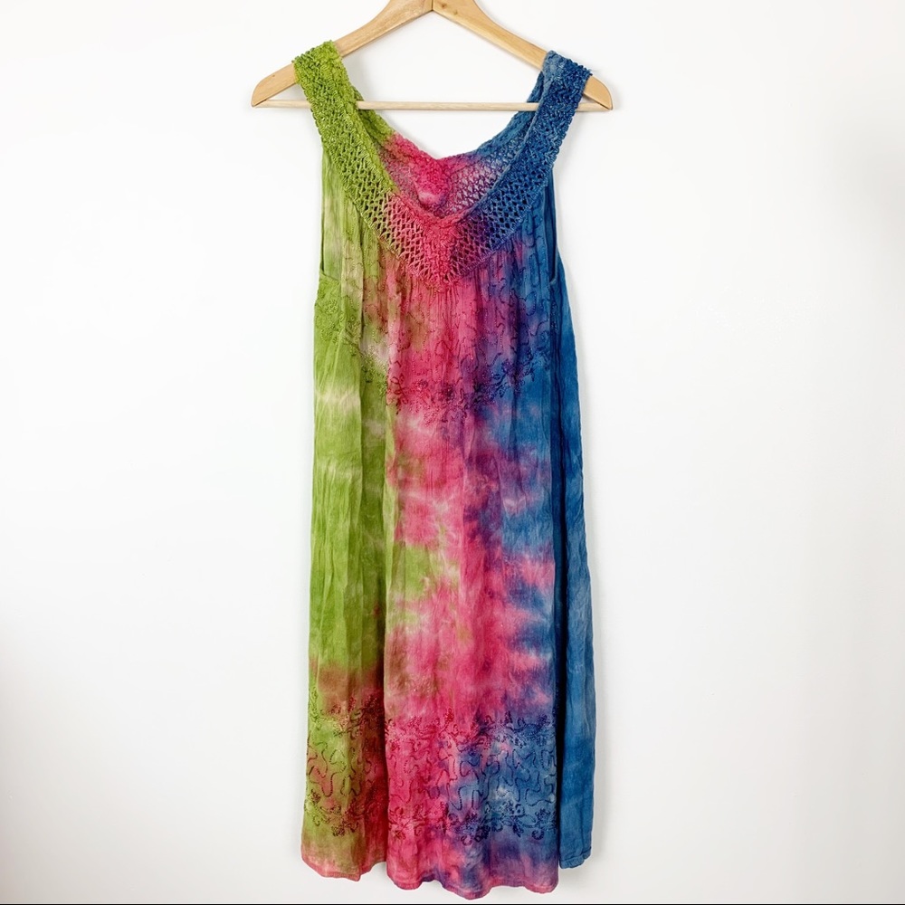 Boho hippie free size tye die swing dress fest